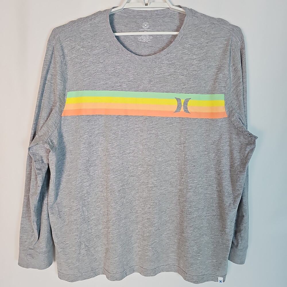 Hurley Men’s Long Sleeve Performance Shirt Gray Athletic Activewear, Size XXL
